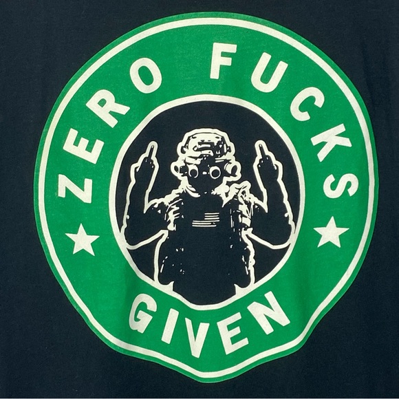 Vintage Zero Fu*ks Given Black Graphic Short Sleeve T Shirt Unisex Size Medium - Picture 4 of 6